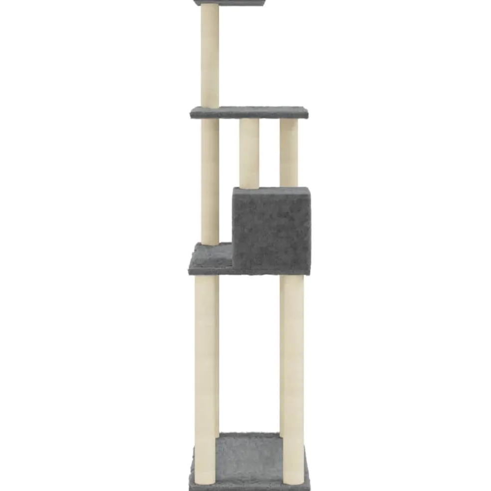 vidaXL Kattenkrabpaal met sisal krabpalen 147 cm donkergrijs