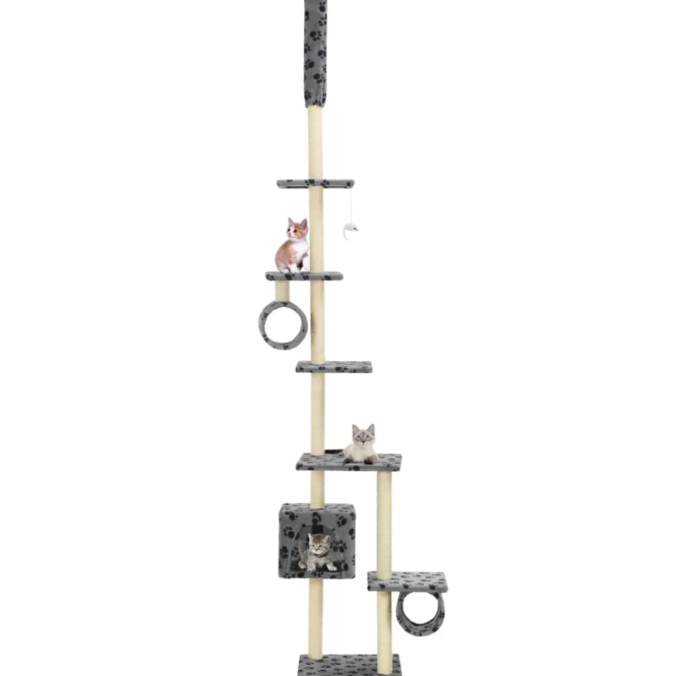 vidaXL Kattenkrabpaal met sisalpalen 260 cm pootafdrukken grijs