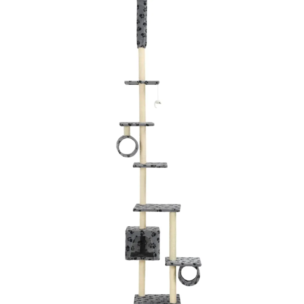 vidaXL Kattenkrabpaal met sisalpalen 260 cm pootafdrukken grijs