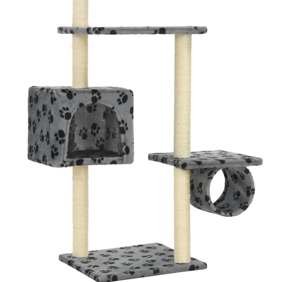 vidaXL Kattenkrabpaal met sisalpalen 260 cm pootafdrukken grijs