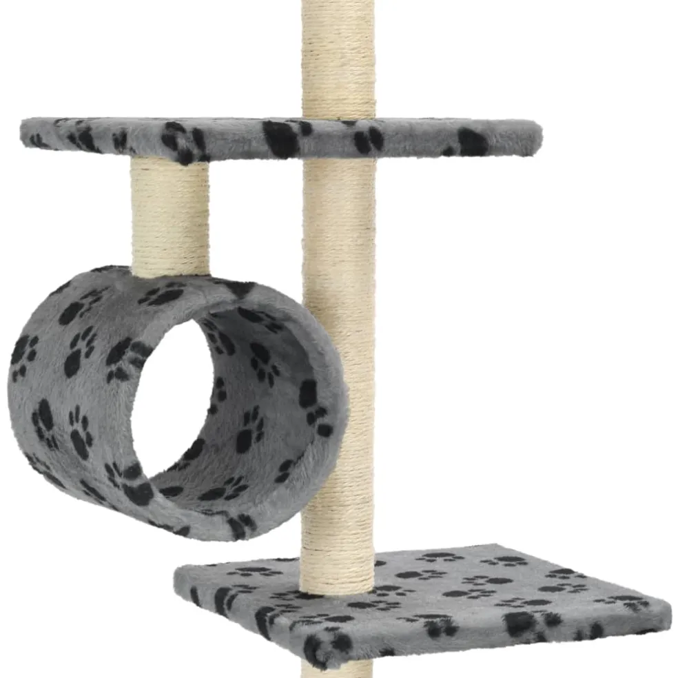 vidaXL Kattenkrabpaal met sisalpalen 260 cm pootafdrukken grijs