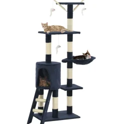 vidaXL Kattenkrabpaal met sisal krabpalen 138 cm donkerblauw
