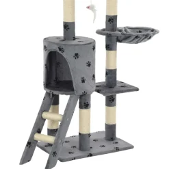 vidaXL Kattenkrabpaal met sisal krabpalen 138 cm pootafdrukken grijs