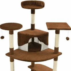 vidaXL Kattenkrabpaal met sisal krabpalen 203 cm bruin en wit