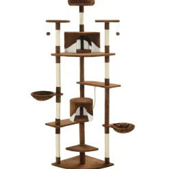 vidaXL Kattenkrabpaal met sisal krabpalen 203 cm bruin en wit