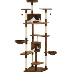 vidaXL Kattenkrabpaal met sisal krabpalen 203 cm bruin en wit