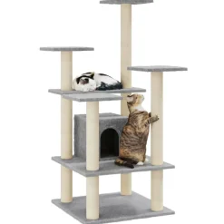 vidaXL Kattenkrabpaal met sisal krabpalen 110 cm lichtgrijs