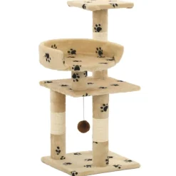 vidaXL Kattenkrabpaal met sisal krabpalen 65 cm pootafdrukken beige