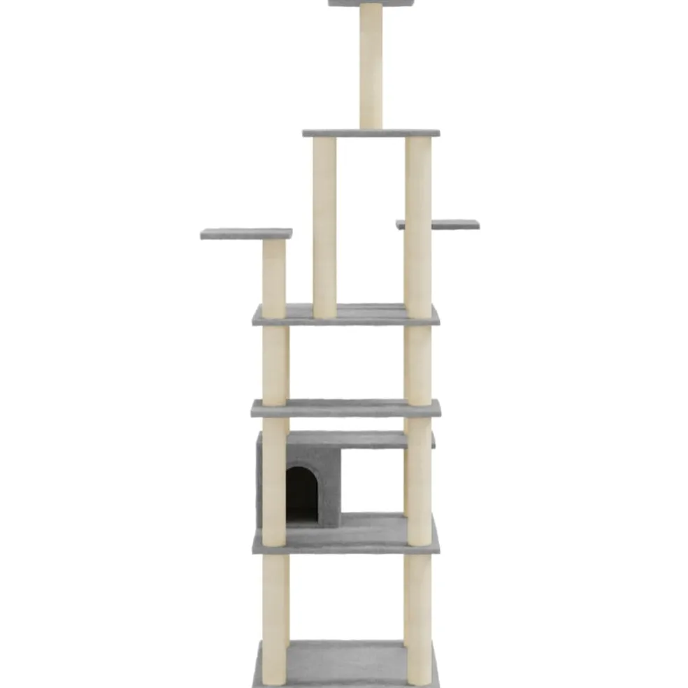 vidaXL Kattenkrabpaal met sisal krabpalen 183 cm lichtgrijs