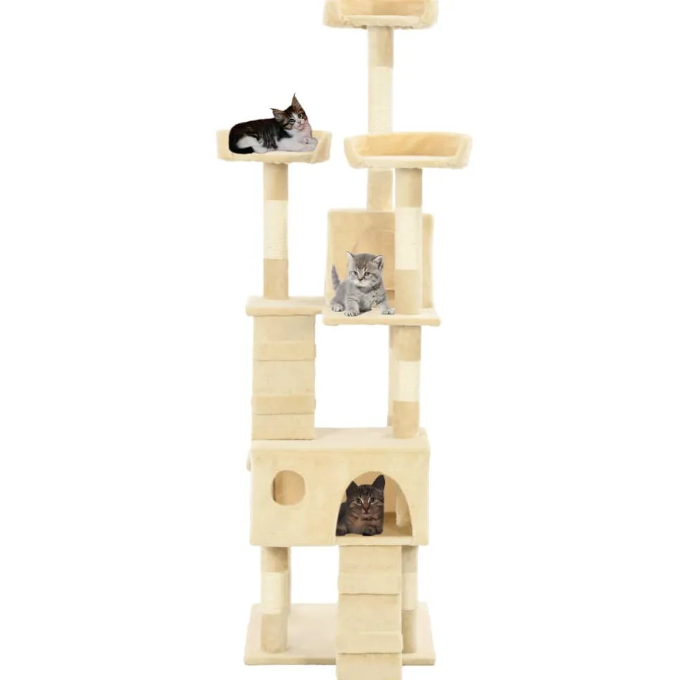 vidaXL Kattenkrabpaal met sisal krabpalen 170 cm beige