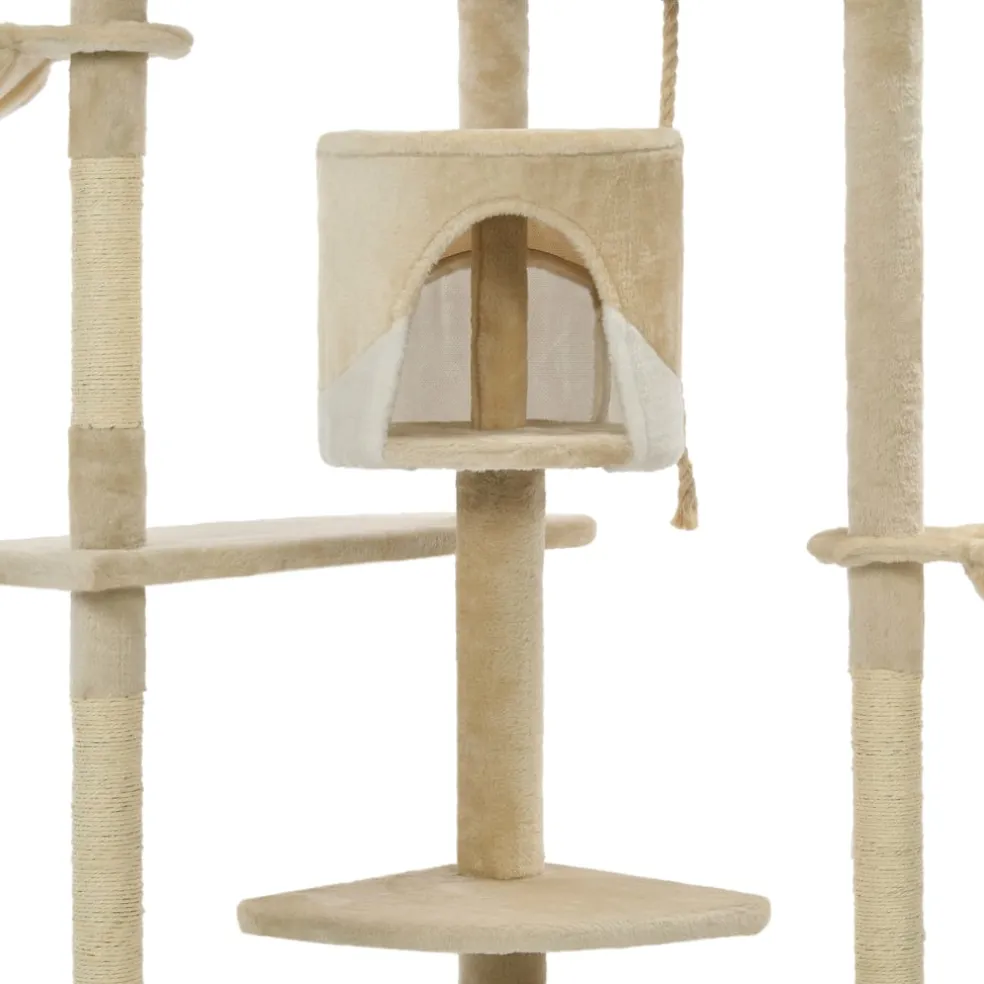 vidaXL Kattenkrabpaal met sisal krabpalen 203 cm beige en wit