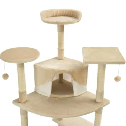vidaXL Kattenkrabpaal met sisal krabpalen 203 cm beige en wit