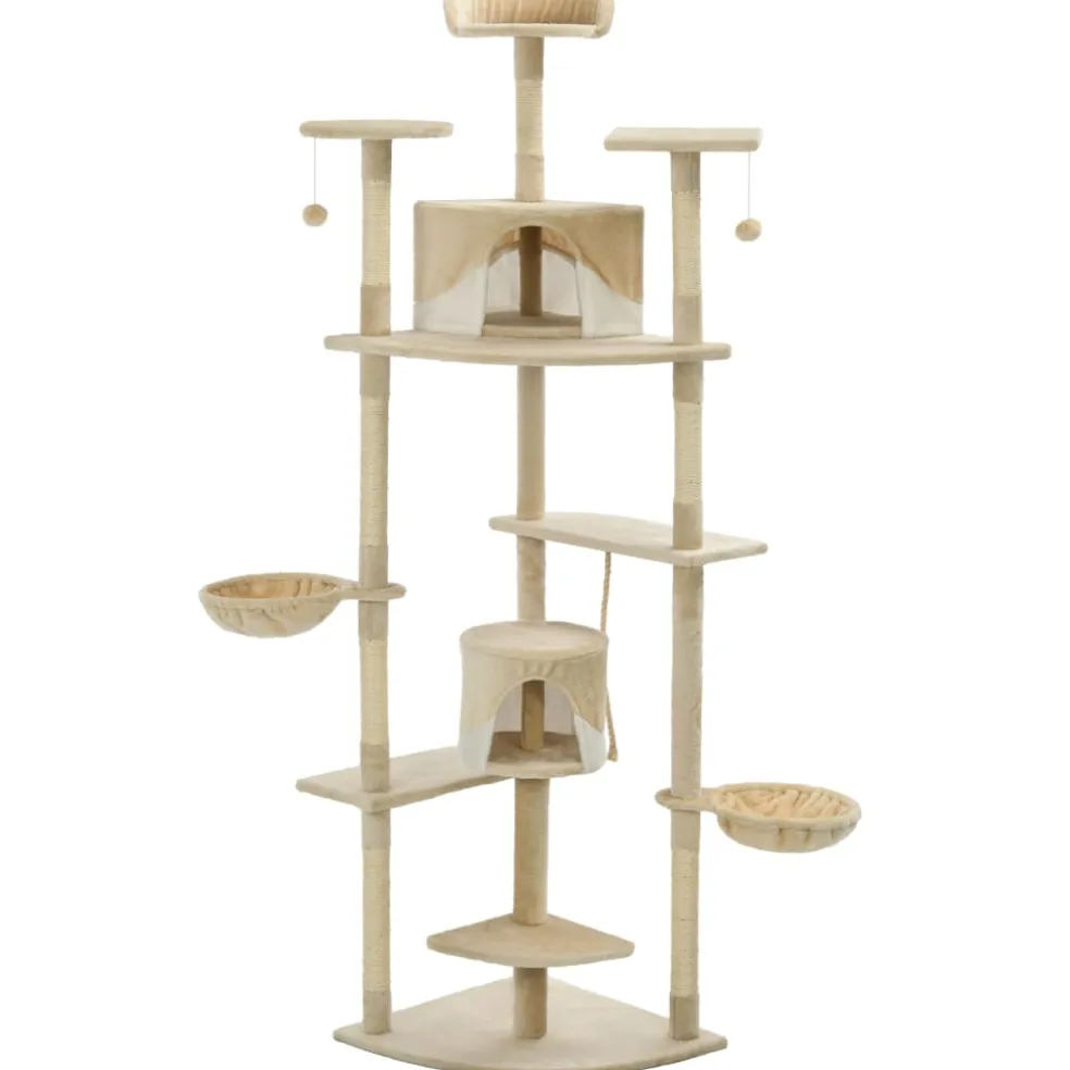 vidaXL Kattenkrabpaal met sisal krabpalen 203 cm beige en wit