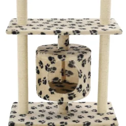 vidaXL Kattenkrabpaal met sisal krabpalen 95 cm pootafdrukken beige
