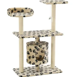 vidaXL Kattenkrabpaal met sisal krabpalen 95 cm pootafdrukken beige