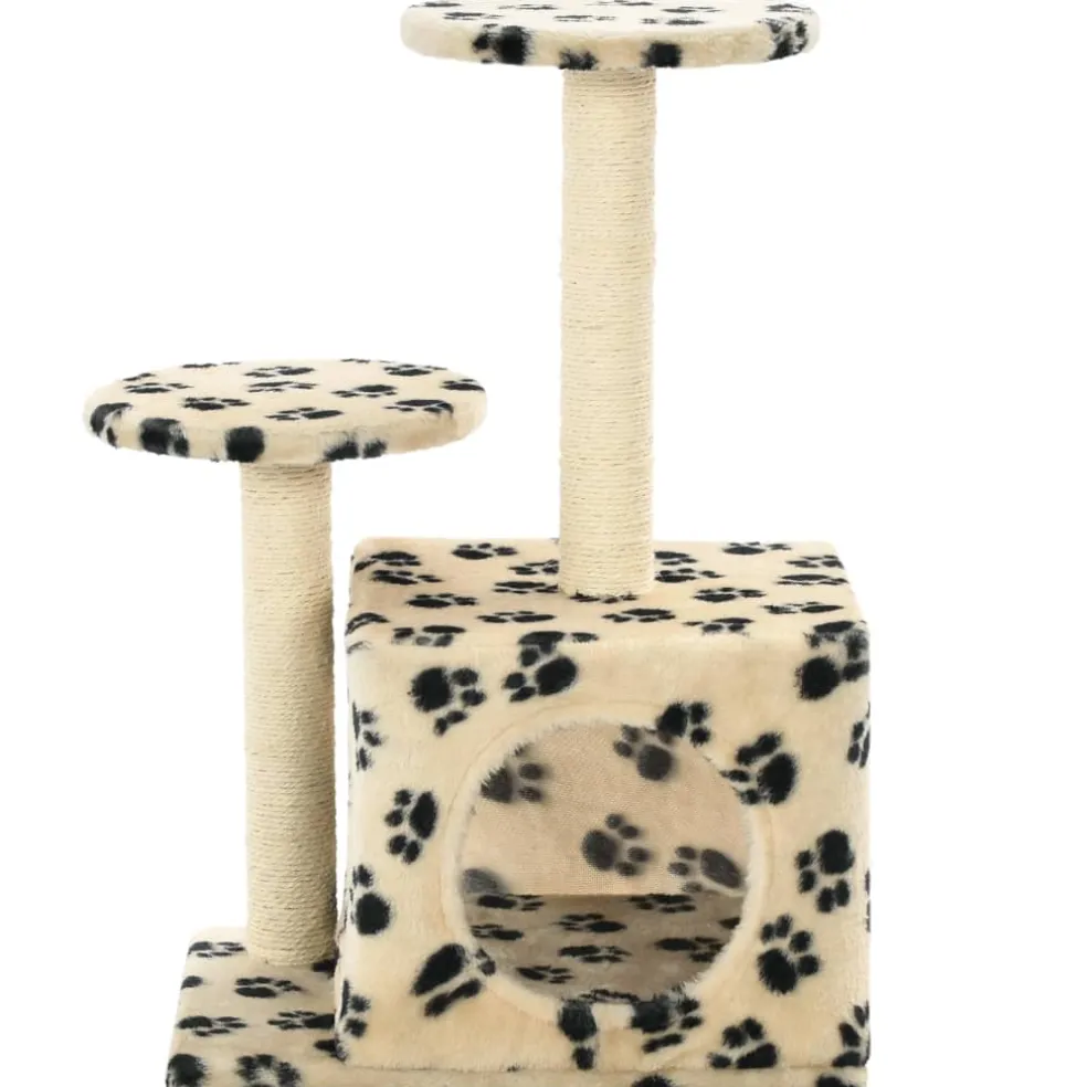 vidaXL Kattenkrabpaal met sisal krabpalen 60 cm pootafdrukken beige
