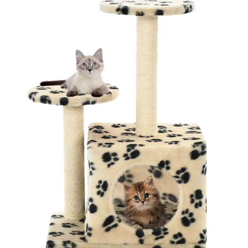 vidaXL Kattenkrabpaal met sisal krabpalen 60 cm pootafdrukken beige