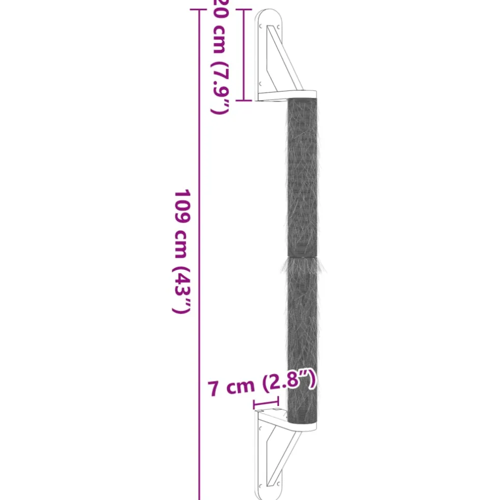 vidaXL Kattenkrabpaal wandgemonteerd 109 cm sisal