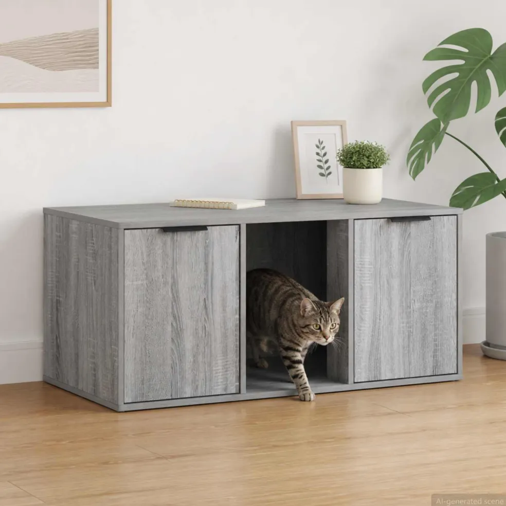 vidaXL Kattenkrat meubel Grijs Sonoma 100 x 49 x 45 cm Bewerkt hout