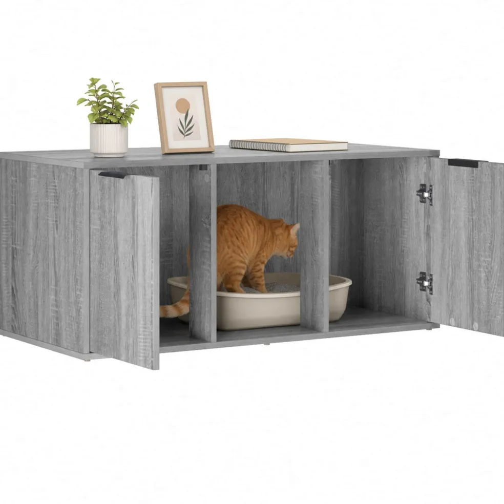 vidaXL Kattenkrat meubel Grijs Sonoma 100 x 49 x 45 cm Bewerkt hout