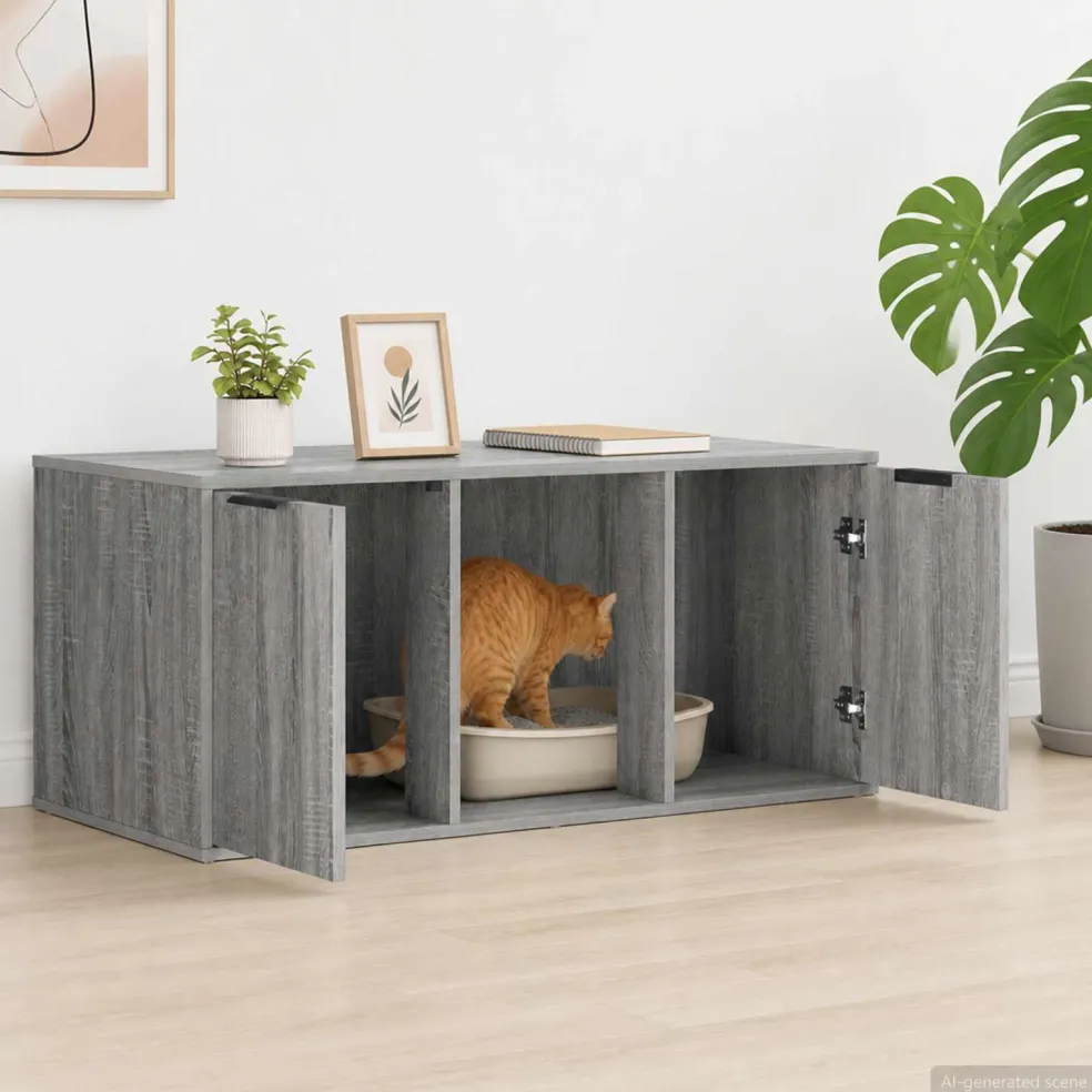 vidaXL Kattenkrat meubel Grijs Sonoma 100 x 49 x 45 cm Bewerkt hout