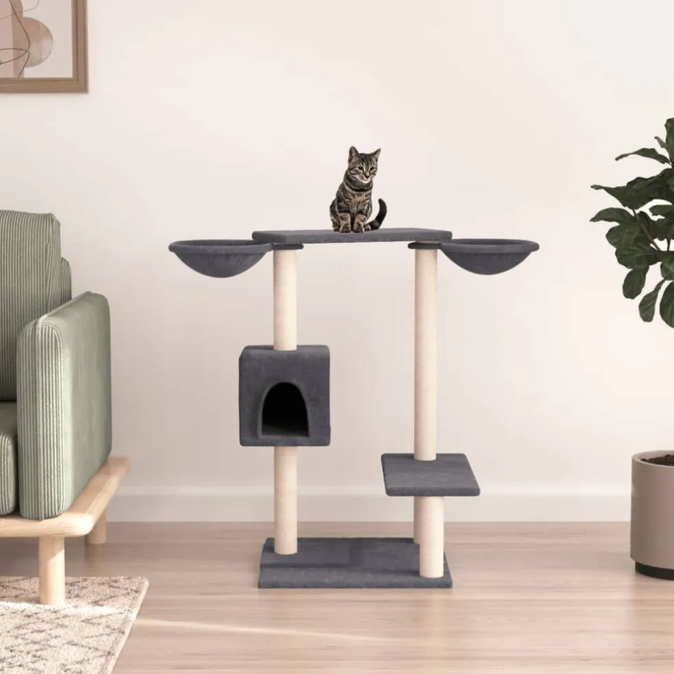 vidaXL Kattenmeubel met krabpalen 82 cm donkergrijs