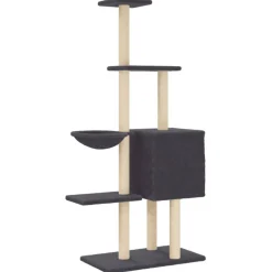 vidaXL Kattenmeubel met sisal krabpalen 145 cm donkergrijs