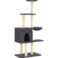 vidaXL Kattenmeubel met sisal krabpalen 145 cm donkergrijs