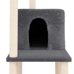 vidaXL Kattenmeubel met sisal krabpalen 144,5 cm donkergrijs