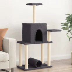 vidaXL Kattenmeubel met sisal krabpalen 122 cm donkergrijs