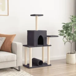 vidaXL Kattenmeubel met sisal krabpalen 122 cm donkergrijs