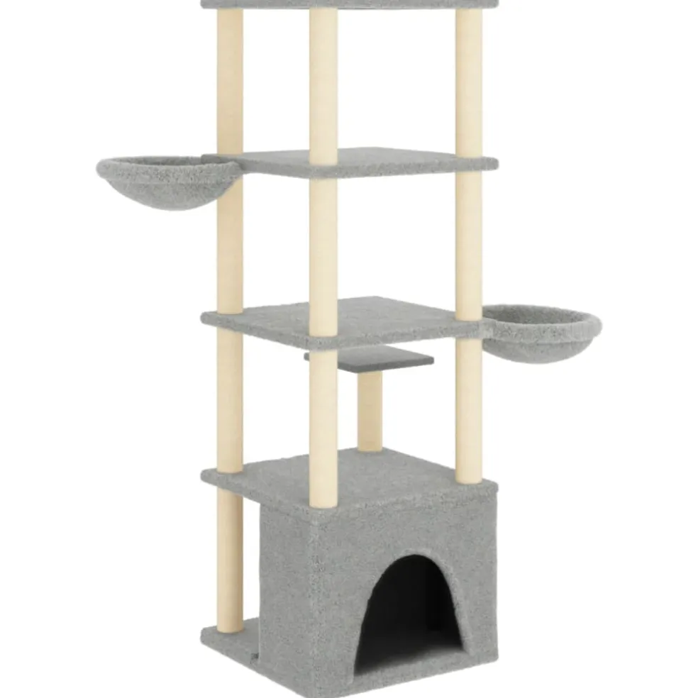 vidaXL Kattenmeubel met sisal krabpalen 147 cm lichtgrijs
