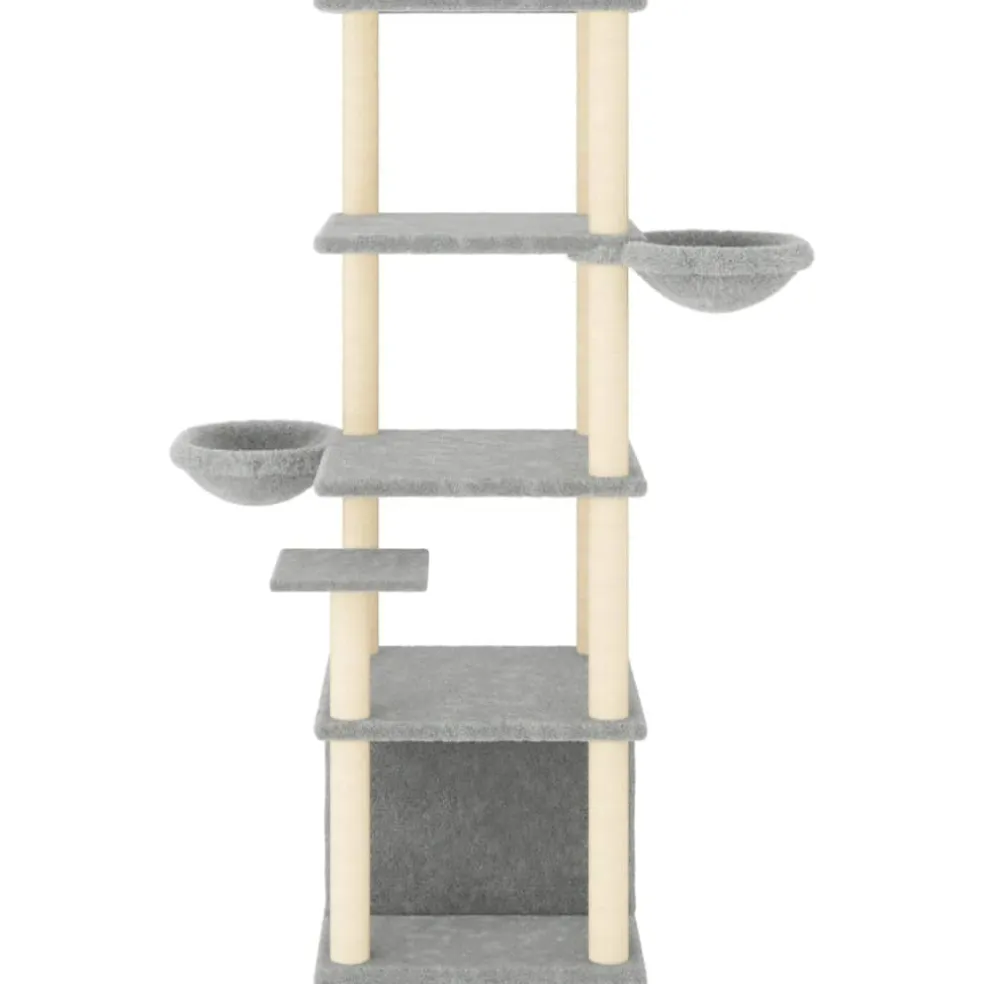 vidaXL Kattenmeubel met sisal krabpalen 147 cm lichtgrijs