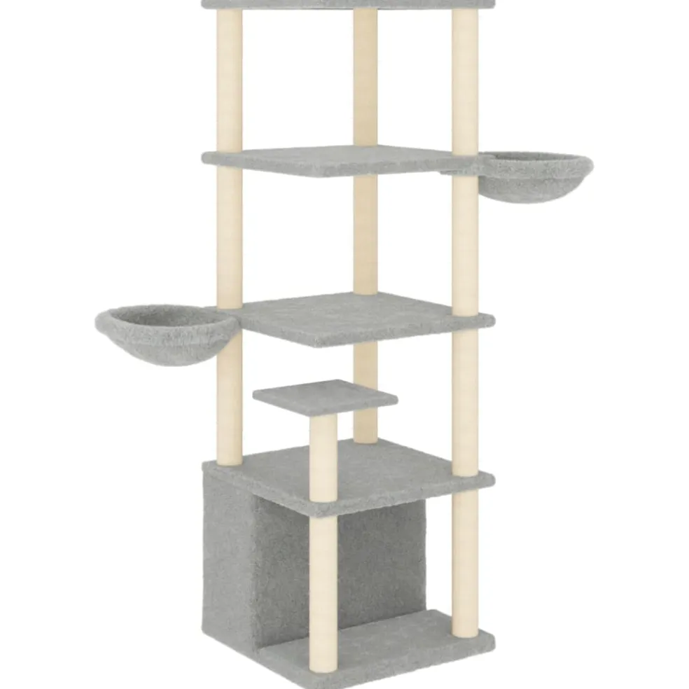 vidaXL Kattenmeubel met sisal krabpalen 147 cm lichtgrijs