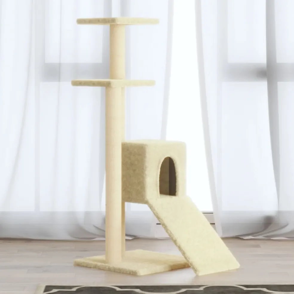 vidaXL Kattenmeubel met sisal krabpalen 92 cm crèmekleurig