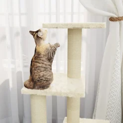 vidaXL Kattenmeubel met sisal krabpalen 92 cm crèmekleurig