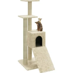 vidaXL Kattenmeubel met sisal krabpalen 92 cm crèmekleurig