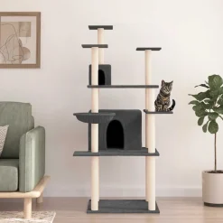 vidaXL Kattenmeubel met sisal krabpalen 166 cm donkergrijs