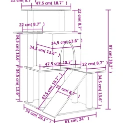 vidaXL Kattenmeubel met sisal krabpalen 97 cm donkergrijs