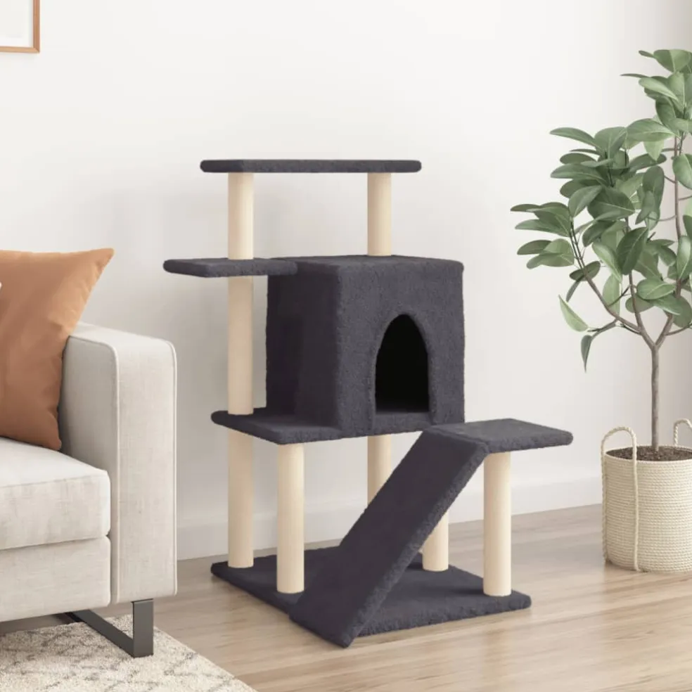 vidaXL Kattenmeubel met sisal krabpalen 97 cm donkergrijs