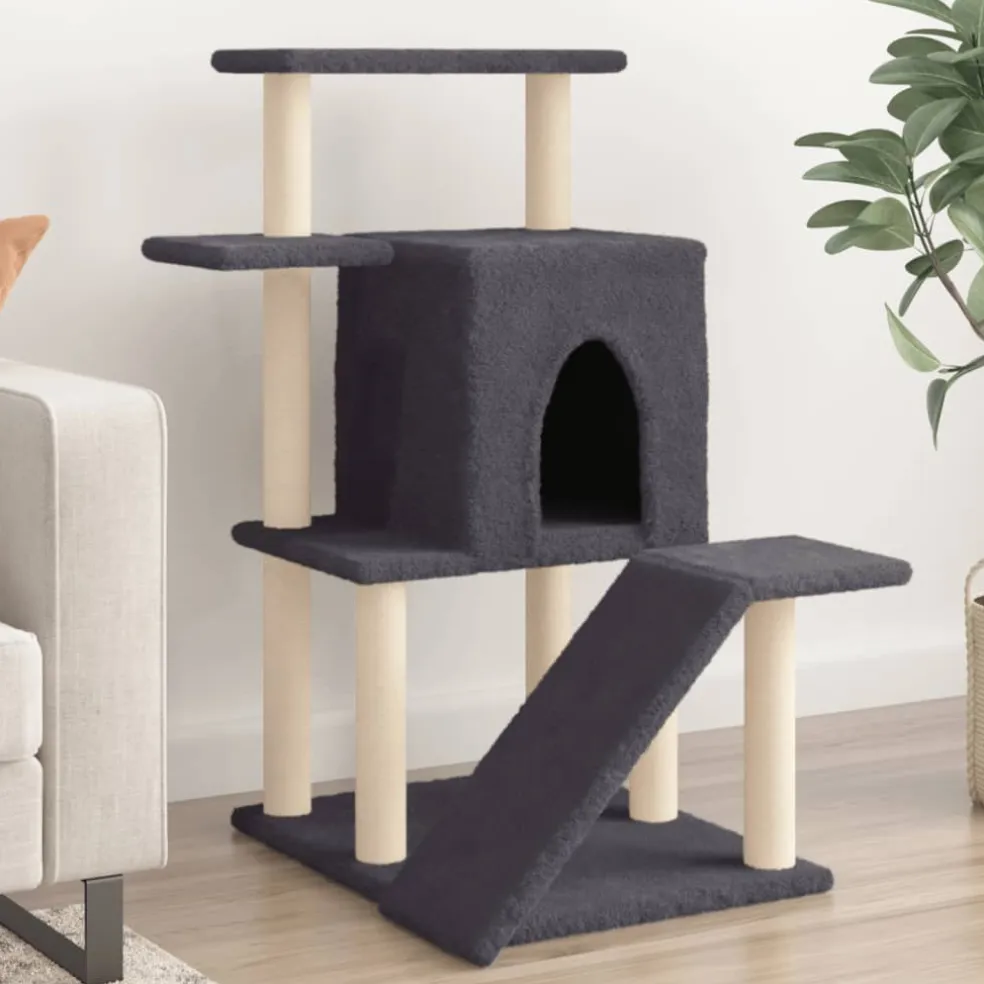 vidaXL Kattenmeubel met sisal krabpalen 97 cm donkergrijs