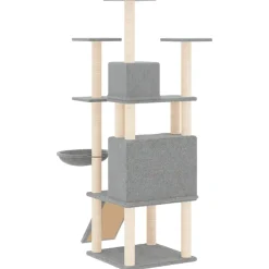 vidaXL Kattenmeubel met sisal krabpalen 154 cm lichtgrijs