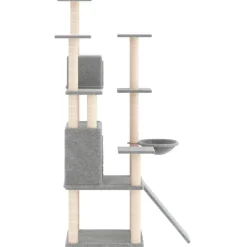 vidaXL Kattenmeubel met sisal krabpalen 154 cm lichtgrijs