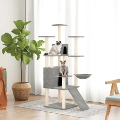 vidaXL Kattenmeubel met sisal krabpalen 154 cm lichtgrijs