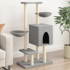 vidaXL Kattenmeubel met sisal krabpalen 117 cm lichtgrijs