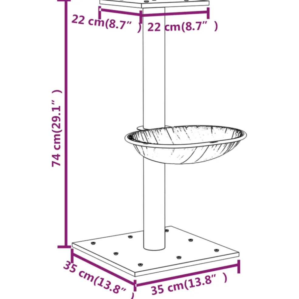 vidaXL Kattenmeubel met sisal krabpaal 74 cm crèmekleurig