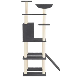 vidaXL Kattenmeubel met sisal krabpalen 166 cm donkergrijs