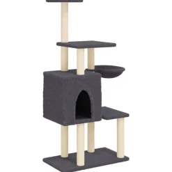 vidaXL Kattenmeubel met sisal krabpalen 131 cm donkergrijs