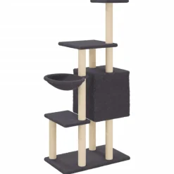 vidaXL Kattenmeubel met sisal krabpalen 131 cm donkergrijs