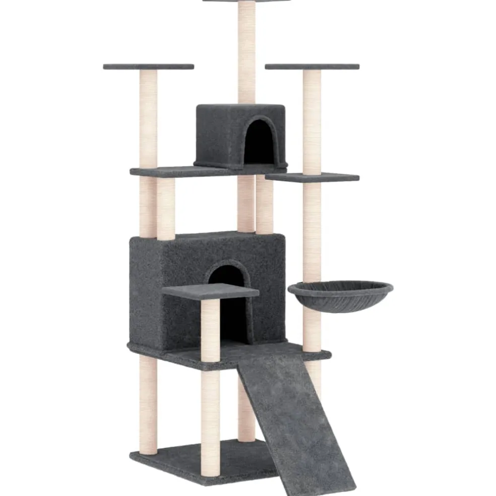 vidaXL Kattenmeubel met sisal krabpalen 154 cm donkergrijs